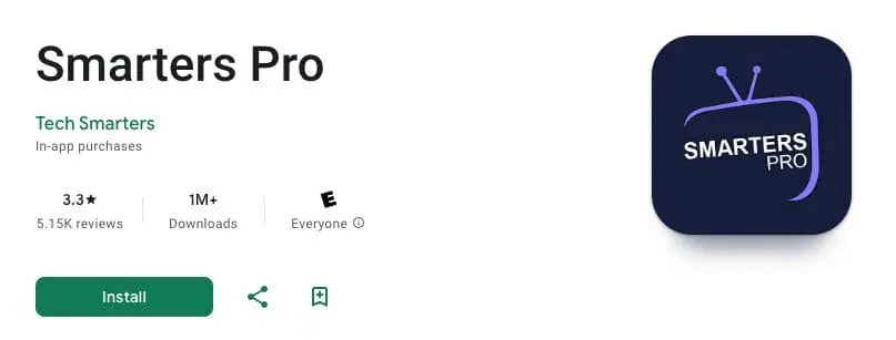 Google Play search results for IPTV Smarters showing multiple similar listings