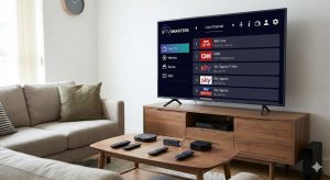IPTV Smarters IPTV player interface on smart TV and streaming devices