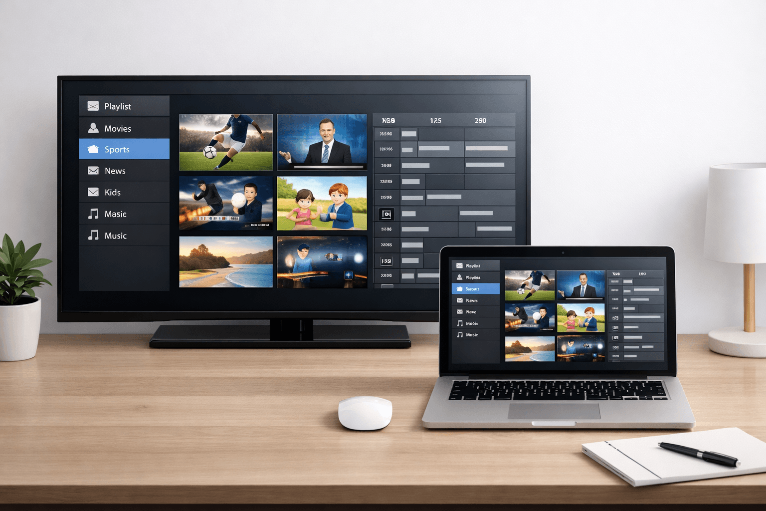 iptv playlist loaded in iptv player with live channels and categories