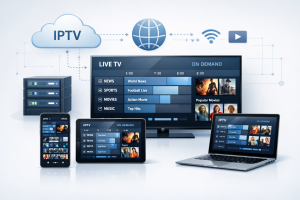 iptv service provider delivering television content to multiple devices over the internet
