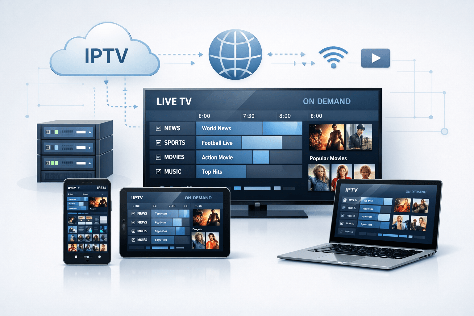 iptv service provider delivering television content to multiple devices over the internet