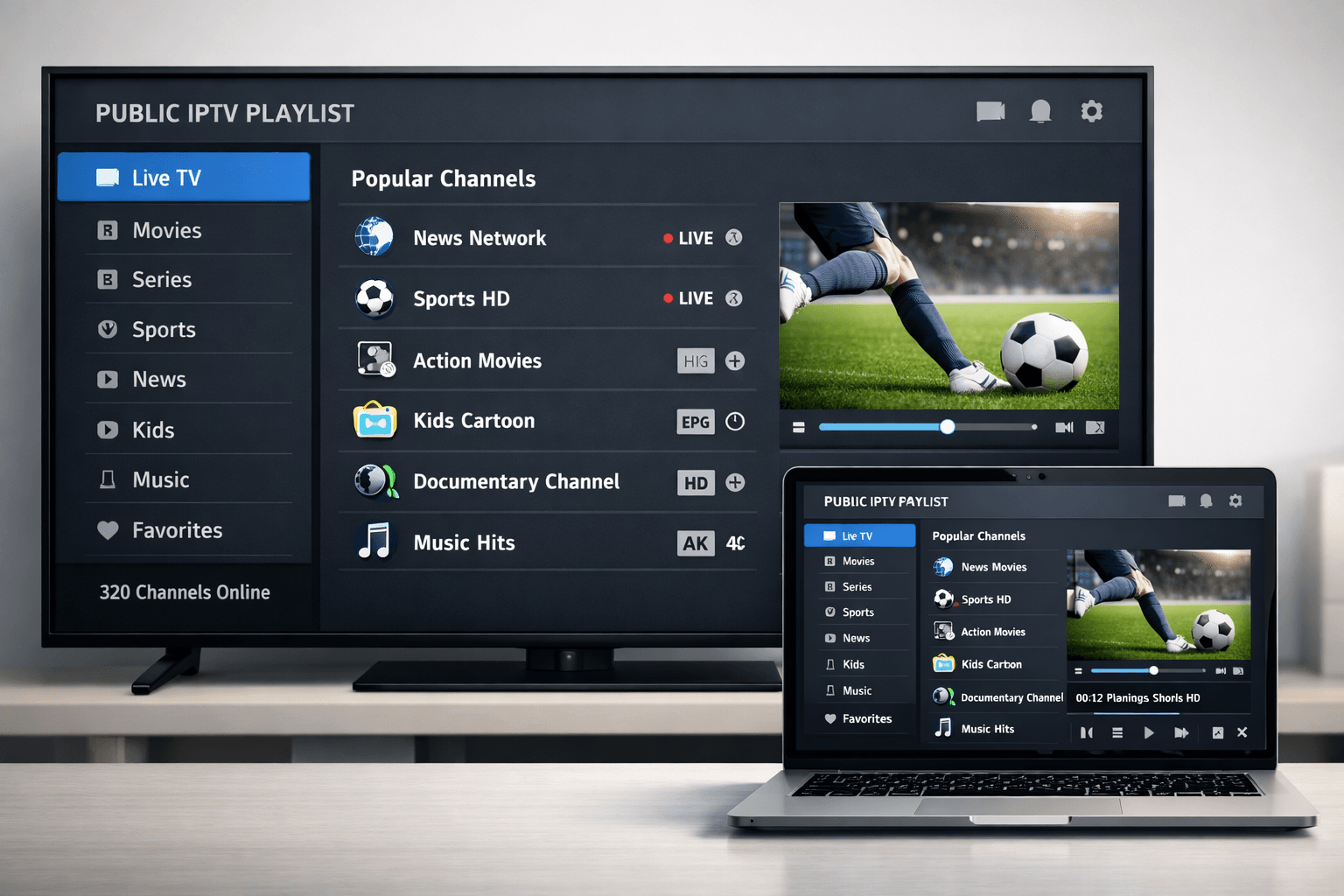 iptv_uk_Public IPTV Playlist Explained: What It Is, How It Works, and the Risks 1 public iptv playlist loaded in an IPTV player showing channel categories (public iptv playlist)